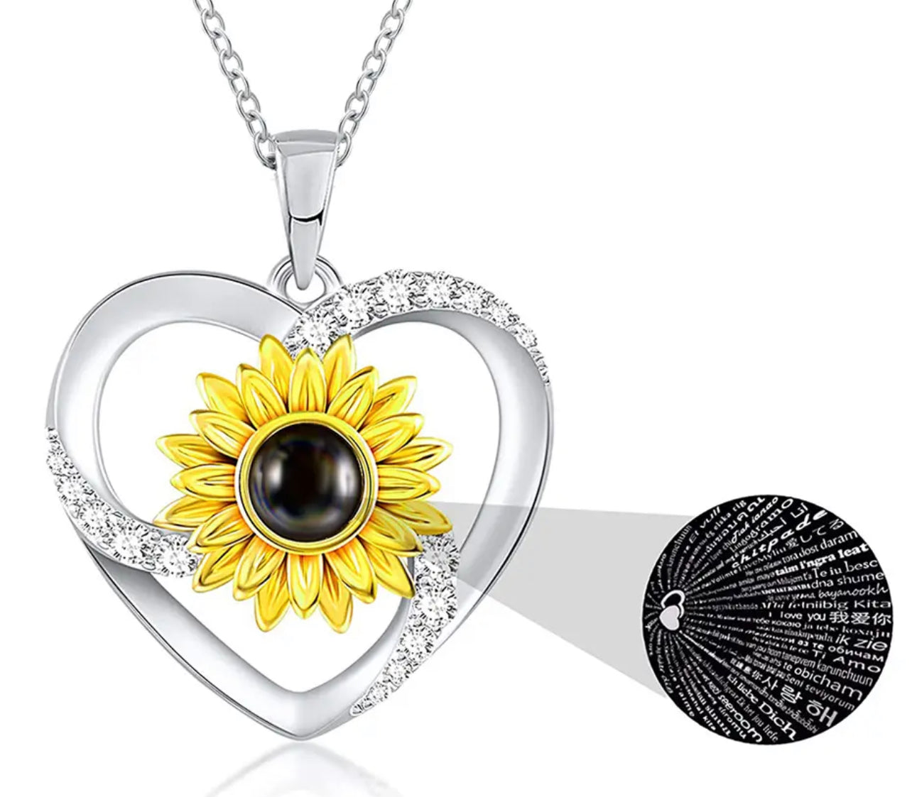 Collar Girasol Te amo en 100 Idiomas🌻❤️